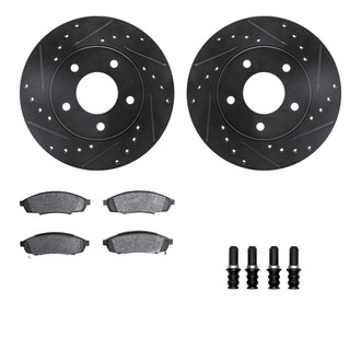R1 Concepts® - Drilled and Slotted Front Brake Kit with Semi-Metalic Pads