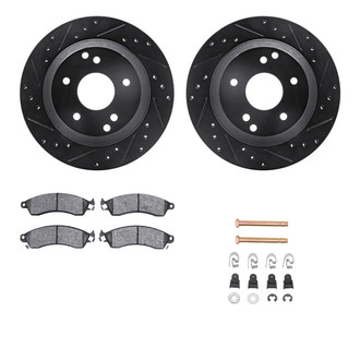 R1 Concepts® - Drilled and Slotted Front Brake Kit with Semi-Metalic Pads