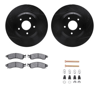 R1 Concepts® - Drilled and Slotted Front Brake Kit with Semi-Metalic Pads