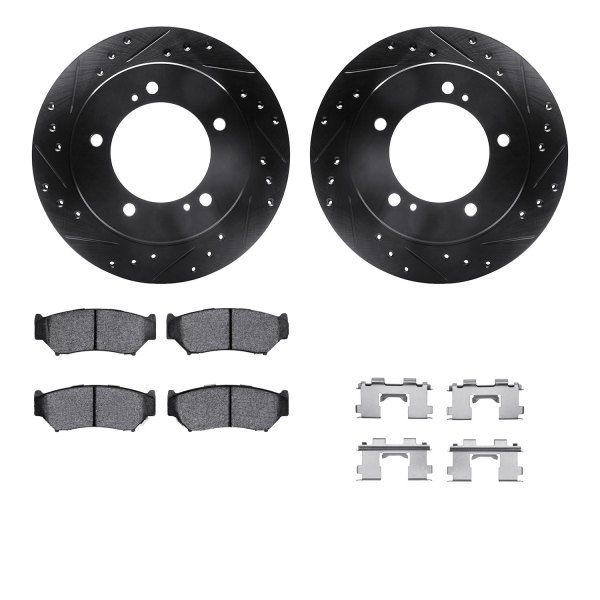  R1 Concepts® - Drilled and Slotted Front Brake Kit with Semi-Metalic Pads