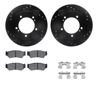 R1 Concepts® - Drilled and Slotted Front Brake Kit with Semi-Metalic Pads
