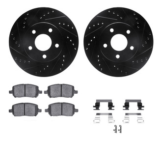 R1 Concepts® - Drilled and Slotted Front Brake Kit with Semi-Metalic Pads