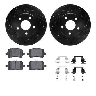 R1 Concepts® - Drilled and Slotted Front Brake Kit with Semi-Metalic Pads