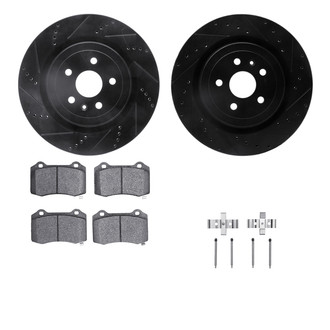 R1 Concepts® - Drilled and Slotted Rear Brake Kit with Semi-Metalic Pads