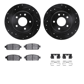 R1 Concepts® - Drilled and Slotted Rear Brake Kit with Semi-Metalic Pads