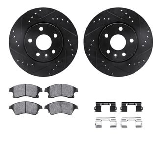 R1 Concepts® - Drilled and Slotted Front Brake Kit with Semi-Metalic Pads