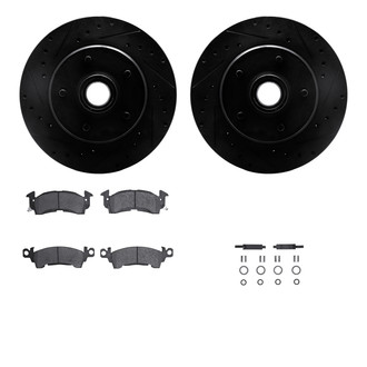 R1 Concepts® - Drilled and Slotted Front Brake Kit with Semi-Metalic Pads