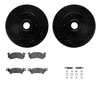 R1 Concepts® - Drilled and Slotted Front Brake Kit with Semi-Metalic Pads