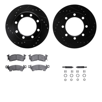 R1 Concepts® - Drilled and Slotted Front Brake Kit with Semi-Metalic Pads
