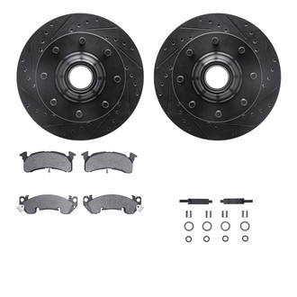 R1 Concepts® - Drilled and Slotted Front Brake Kit with Semi-Metalic Pads