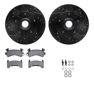 R1 Concepts® - Drilled and Slotted Brake Kit with Semi-Metalic Pads
