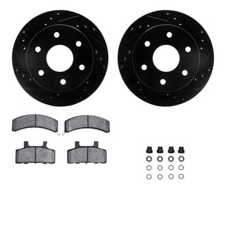 R1 Concepts® - Drilled and Slotted Front Brake Kit with Semi-Metalic Pads