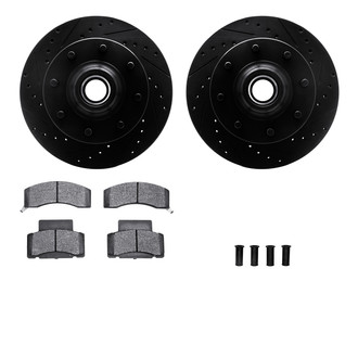 R1 Concepts® - Drilled and Slotted Front Brake Kit with Semi-Metalic Pads