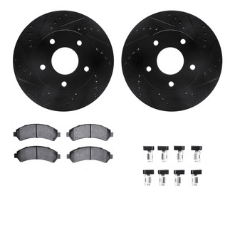 R1 Concepts® - Drilled and Slotted Front Brake Kit with Semi-Metalic Pads