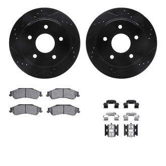 R1 Concepts® - Drilled and Slotted Rear Brake Kit with Semi-Metalic Pads