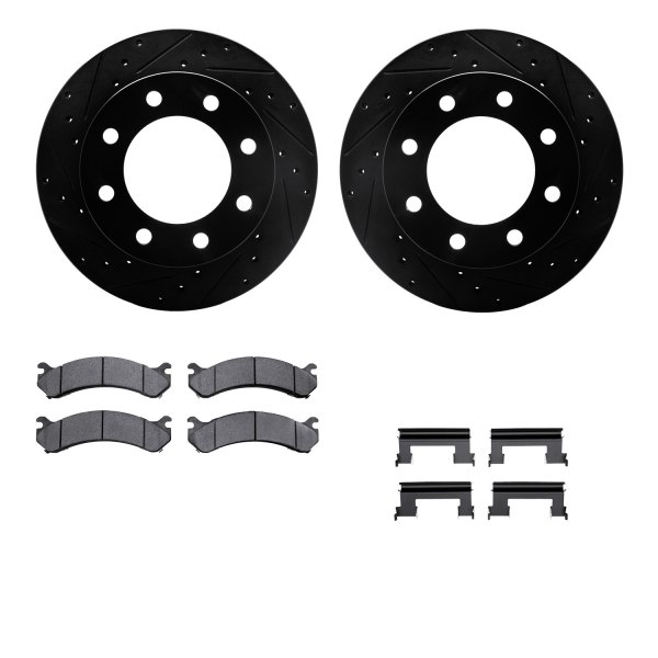  R1 Concepts® - Drilled and Slotted Front Brake Kit with Semi-Metalic Pads