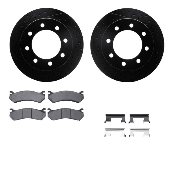  R1 Concepts® - Drilled and Slotted Rear Brake Kit with Semi-Metalic Pads