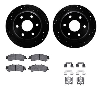 R1 Concepts® - Drilled and Slotted Rear Brake Kit with Semi-Metalic Pads