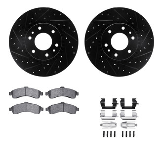 R1 Concepts® - Drilled and Slotted Front Brake Kit with Semi-Metalic Pads