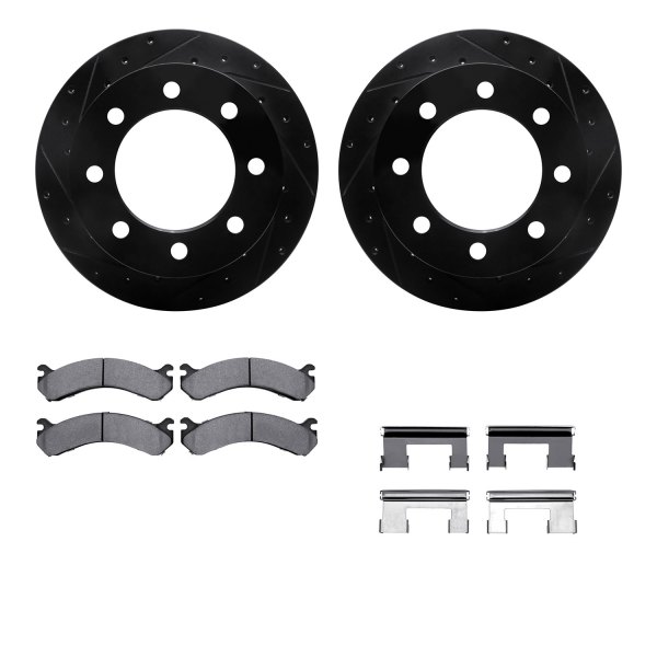  R1 Concepts® - Drilled and Slotted Rear Brake Kit with Semi-Metalic Pads