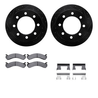 R1 Concepts® - Drilled and Slotted Rear Brake Kit with Semi-Metalic Pads