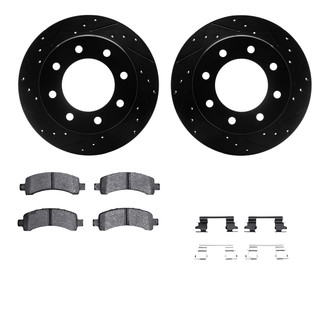 R1 Concepts® - Drilled and Slotted Rear Brake Kit with Semi-Metalic Pads