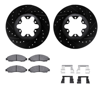 R1 Concepts® - Drilled and Slotted Brake Kit with Semi-Metalic Pads