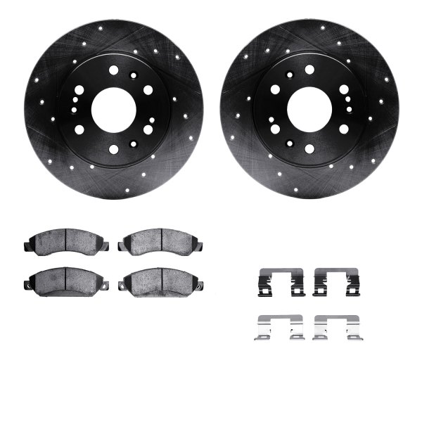  R1 Concepts® - Drilled and Slotted Front Brake Kit with Semi-Metalic Pads