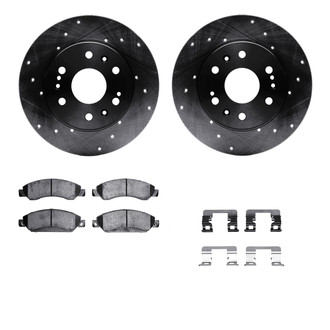 R1 Concepts® - Drilled and Slotted Front Brake Kit with Semi-Metalic Pads