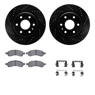 R1 Concepts® - Drilled and Slotted Front Brake Kit with Semi-Metalic Pads