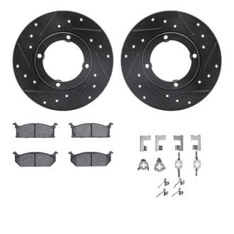 R1 Concepts® - Drilled and Slotted Front Brake Kit with Semi-Metalic Pads