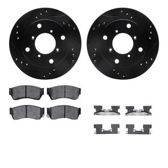 R1 Concepts® - Drilled and Slotted Front Brake Kit with Semi-Metalic Pads