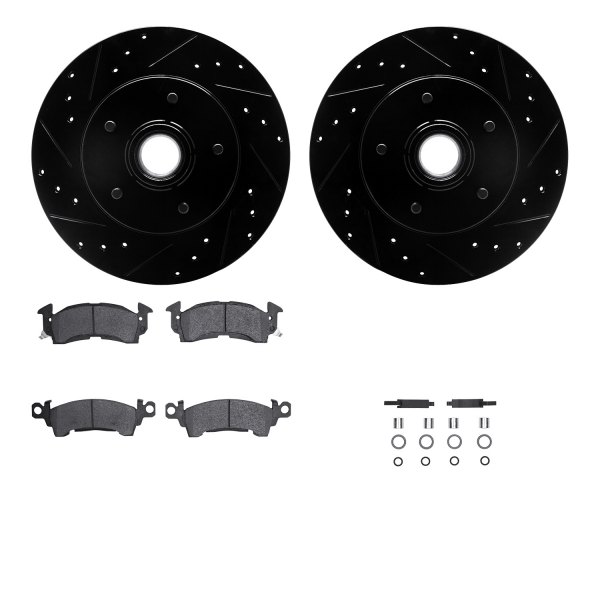  R1 Concepts® - Drilled and Slotted Front Brake Kit with Semi-Metalic Pads