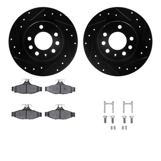 R1 Concepts® - Drilled and Slotted Rear Brake Kit with Semi-Metalic Pads