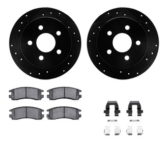 R1 Concepts® - Drilled and Slotted Rear Brake Kit with Semi-Metalic Pads