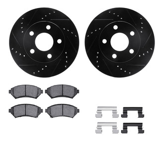 R1 Concepts® - Drilled and Slotted Front Brake Kit with Semi-Metalic Pads