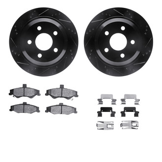 R1 Concepts® - Drilled and Slotted Rear Brake Kit with Semi-Metalic Pads