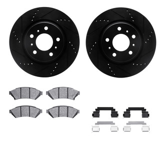 R1 Concepts® - Drilled and Slotted Front Brake Kit with Semi-Metalic Pads