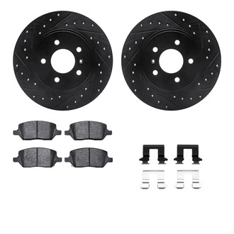 R1 Concepts® - Drilled and Slotted Rear Brake Kit with Semi-Metalic Pads