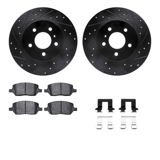 R1 Concepts® - Drilled and Slotted Rear Brake Kit with Semi-Metalic Pads
