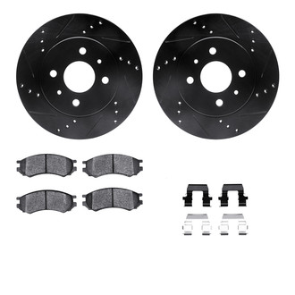 R1 Concepts® - Drilled and Slotted Brake Kit with Semi-Metalic Pads