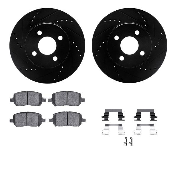  R1 Concepts® - Drilled and Slotted Front Brake Kit with Semi-Metalic Pads