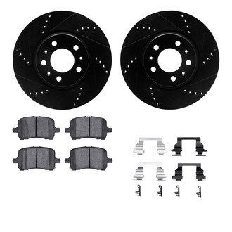 R1 Concepts® - Drilled and Slotted Front Brake Kit with Semi-Metalic Pads