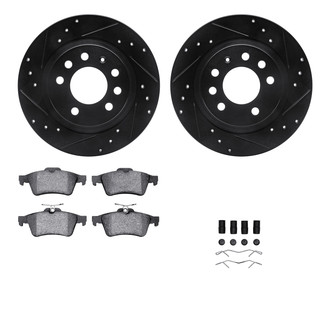 R1 Concepts® - Drilled and Slotted Rear Brake Kit with Semi-Metalic Pads