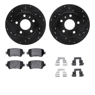 R1 Concepts® - Drilled and Slotted Rear Brake Kit with Semi-Metalic Pads
