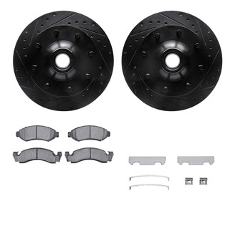 R1 Concepts® - Drilled and Slotted Front Brake Kit with Semi-Metalic Pads