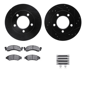 R1 Concepts® - Drilled and Slotted Front Brake Kit with Semi-Metalic Pads