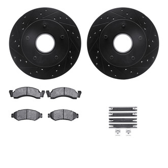 R1 Concepts® - Drilled and Slotted Front Brake Kit with Semi-Metalic Pads