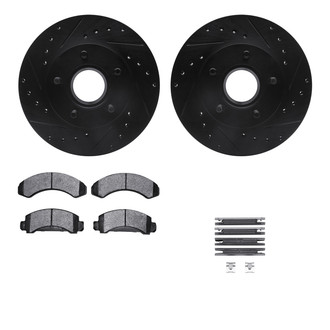 R1 Concepts® - Drilled and Slotted Brake Kit with Semi-Metalic Pads