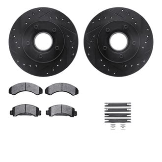 R1 Concepts® - Drilled and Slotted Front Brake Kit with Semi-Metalic Pads
